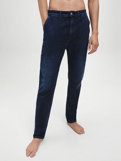 Calvin Klein Ruhák HU648986 | Calvin Klein Slim Tapered Férfi Farmer Chino Nadrág Kék / Fekete